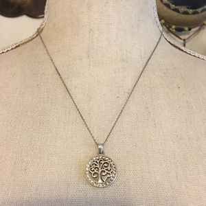 LA Gem inlaid cz family tree pendant on chain